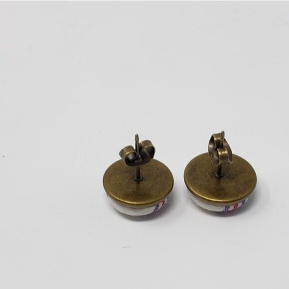 New Handmade | Upcycled Stripe Stud Earrings - Picture 4 of 4